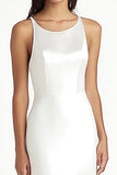 White Satin Scoop Neck Long Mermaid Engagement Dress