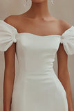 White Satin Bodycon Mini Graduation Dress with Ruffles