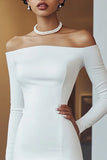 White Chiffon Long Sleeves Short Bodycon Graduation Dress