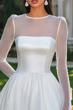 White Long Sleeves A Line Mini Graduation Dress