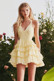 Daffodil Tiered Mini A Line Graduation Dress with Ruffles