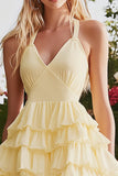 Daffodil Tiered Mini A Line Graduation Dress with Ruffles