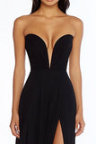 Black Sweetheart Maxi Prom Dress with Slit