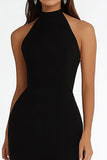 Mermaid Black High Neck Maxi Prom Dress with Slit