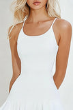 White Chiffon Scoop Mini A Line Graduation Dress with Ruffles