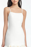 White Satin 3D Flowers Short Bodycon Graduation Dress