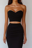 Black Two Piece Sweetheart Long Bodycon Formal Dress