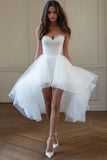White Organza Sweetheart Ruffled High-Low Graduation Dress