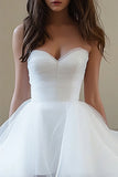 White Organza Sweetheart Ruffled High-Low Graduation Dress