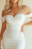 White Chiffon Mermaid Long Engagement Dress with Slit