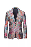 Men's Colourful Embroidered One Button Notched Lapel Prom Blazer Jacket