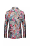 Men's Colourful Embroidered One Button Notched Lapel Prom Blazer Jacket