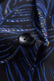 Dark Navy Embroidered Notched Lapel Men's Blazer
