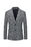 Grey Single Breasted Peak Lapel Men's Blazer