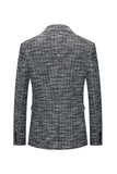 Grey Single Breasted Peak Lapel Men's Blazer
