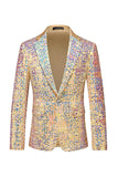 Sparkly Champagne Sequin Notched Lapel 2 Piece Men's Prom Suits