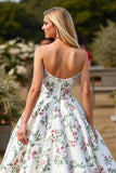 Satin Ball Gown Floral White Sweep Train Wedding Dress