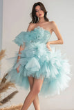 Sparkly Light Green Strapless Short Prom Dress with Beading