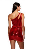Sparkly Corset Bodycon Dark Red Sequin Mini Prom Dress