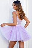 Sparkly Lilac Tulle Corset A Line Mini Prom Dress