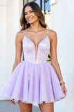 Sparkly Lilac Sequin Organza A Line Short Corset Prom Dress