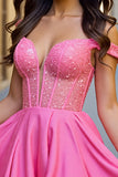 Sparkly Fuchsia Mini A Line Corset Prom Dress