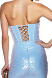 Sparkly Light Blue Corset Bodycon Short Prom Dress with Fringes