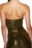 Sparkly Dark Golden Corset Bodycon Satin Mini Prom Dress