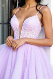 Lilac A Line Organza Corset Short Prom Dress with Appliques
