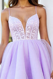 Sparkly Lilac A Line Corset Mini Tulle Prom Dress