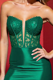 Dark Green Bodycon Mini Satin Corset Prom Dress