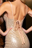 Sparkly Corset Golden Sequin Bodycon Short Prom Dress