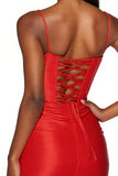 Orange Satin Spaghetti Straps Bodycon Short Prom Dress