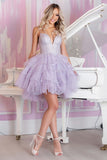 Sparkly Lilac Tulle A Line Short Prom Dress