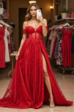 Red Corset Corset A Line Maxi Lace Prom Dress