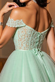 Light Green A Line Corset Mini Tulle Prom Dress