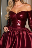 Sparkly Burgundy A Line Sequin Mini Prom Dress