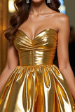 Metallic Golden Sweetheart A Line Mini Prom Dress