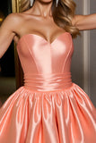 Orange Satin A Line Sweetheart Mini Corset Prom Dress