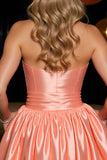 Orange Satin A Line Sweetheart Mini Corset Prom Dress