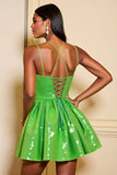 Sparkly Green Corset A Line Mini Sequin Prom Dress