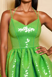 Sparkly Green Corset A Line Mini Sequin Prom Dress