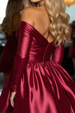 Sparkly Burgundy Satin A Line Short Prom Dress