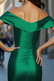 Dark Green Satin Bodycon Short Prom Dress with Keyhole
