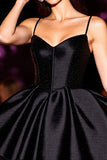 Cute Black Corset A Line Satin Mini Prom Dress