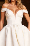 Corset Deep V-Neck White A Line Short Prom Dress