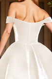 Corset Deep V-Neck White A Line Short Prom Dress