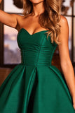 Dark Green Corset Sweetheart A Line Short Prom Dress