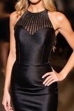 Sparkly Black Bodycon Short Backless Prom Dress
