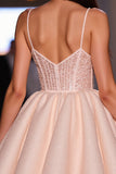 Sparkly Blush Corset A Line Satin Short Prom Dress